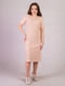 Сукня в рубчик для вагітних з коротким рукавом бежева | 6811264 | фото 4