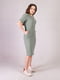 Сукня оливкового кольору в рубчик для вагітних з коротким рукавом  | 6811280 | фото 3
