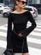 Чорна сукня-міні силуетного крою з рукавом-кльош | 6811330 | фото 5