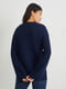 Темно-синий свободный пуловер с разрезами по бокам | 6811740 | фото 2