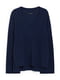 Темно-синій вільний пуловер із розрізами з боків | 6811740 | фото 5