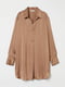 Атласная удлиненная темно-бежевая блуза | 6811912