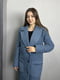 Пальто блакитне дизайнерське довге вовняне однобортне  | 6764756 | фото 4