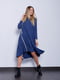 Сукня синя асиметрична дизайнерська довжини міді | 6764803 | фото 2