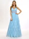 Блакитна вечірня сукня довжини максі з мереживом | 6765079