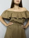 Сукня А-силуету пісочного кольору з баскою | 6765104 | фото 2