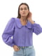 Укорочена блузка бузкового кольору з об'ємними рукавами  | 6765193 | фото 2