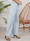 Блакитні штани класичного стилю з органічної бавовни, | 6765194 | фото 2