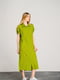 Сукня-халат вільного крою оливкового кольору | 6765703 | фото 2