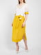 Біло-жовта дизайнерська сукня А-силуету “Іннеса” | 6764997 | фото 5