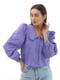 Укорочена блузка бузкового кольору з об'ємними рукавами  | 6765193 | фото 6