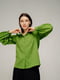 Зелена блузка прямого крою з об'ємними рукавами | 6765496 | фото 5
