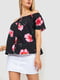 Черная блуза свободного кроя в цветочный принт | 6810247 | фото 3