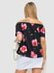 Черная блуза свободного кроя в цветочный принт | 6810247 | фото 4