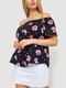 Чорна блуза вільного крою в квітковий принт | 6810248 | фото 3