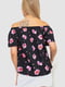 Черная блуза свободного кроя в цветочный принт | 6810248 | фото 4