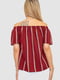 Бордовая блуза свободного кроя в полоску | 6810249 | фото 4
