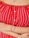 Красная блуза свободного кроя в полоску | 6810250 | фото 5