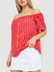 Красная блуза свободного кроя в полоску | 6810250 | фото 3