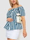 Сіро-синя блуза вільного крою в смужку | 6810251 | фото 3