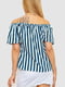 Сіро-синя блуза вільного крою в смужку | 6810251 | фото 4