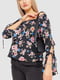 Чорна блуза в квітковий принт | 6810252 | фото 3