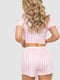 Розовая пижама в полоску с текстовым принтом | 6810407 | фото 4