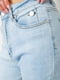 Голубые джинсы клеш с карманами | 6812514 | фото 5