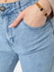 Голубые джинсы клеш с карманами | 6812517 | фото 5