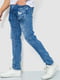 Синие джинсы с потертостями | 6812525 | фото 3