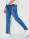 Синие джинсы с потертостями и карманами | 6812532 | фото 3