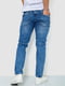 Синие джинсы с потертостями и карманами | 6812532 | фото 4