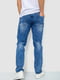 Синие джинсы с потертостями и карманами | 6812535 | фото 4