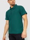 Темно-зеленая хлопковая футболка-поло на молнии | 6812562 | фото 3