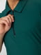 Темно-зеленая хлопковая футболка-поло на молнии | 6812562 | фото 5