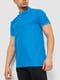 Синяя хлопковая футболка-поло на пуговицах | 6812567 | фото 3