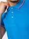 Синяя хлопковая футболка-поло на пуговицах | 6812567 | фото 5