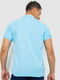 Голубая хлопковая футболка-поло на пуговицах | 6812572 | фото 4