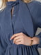 платье А-силуэта цвета джинс с отрезной юбкой в складку | 6812598 | фото 5