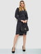 Сукня А-силуету чорна в горошок з V-подібним вирізом | 6812603 | фото 2