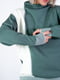 Зелений светр з білою вставкою та коміром стійкою | 6766274 | фото 4