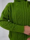 Зелений в'язаний светр у візерунок з коміром-хомут  | 6766286 | фото 4