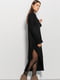 Сукня-міді А-силуету чорна в'язана з високим розрізом збоку | 6802452 | фото 4