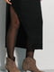Сукня-міді А-силуету чорна в'язана з високим розрізом збоку | 6802452 | фото 5