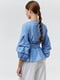 Блакитна ошатна блуза в смужку з рукавом-ліхтариком | 6802457 | фото 4