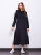 Чорна дизайнерська сукня А-силуету з довгим рукавом | 6802459