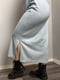 Блакитна трикотажна сукня-худі з капюшоном | 6802467 | фото 3