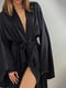 Чорний шовковий халат “Дотик” | 6812116 | фото 4
