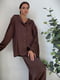 Піжама шовкова шоколадного кольору “Обійми”: сорочка і штани | 6812123 | фото 3