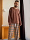 Парні піжами “Вільні” шоколадного кольору: лонгсліви (2 шт.) і штани (2 шт.) | 6812126 | фото 4